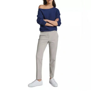 Reiss Joanne Slim Fit Pants Size 10 Khaki Cream Trousers Pockets Straight Leg
